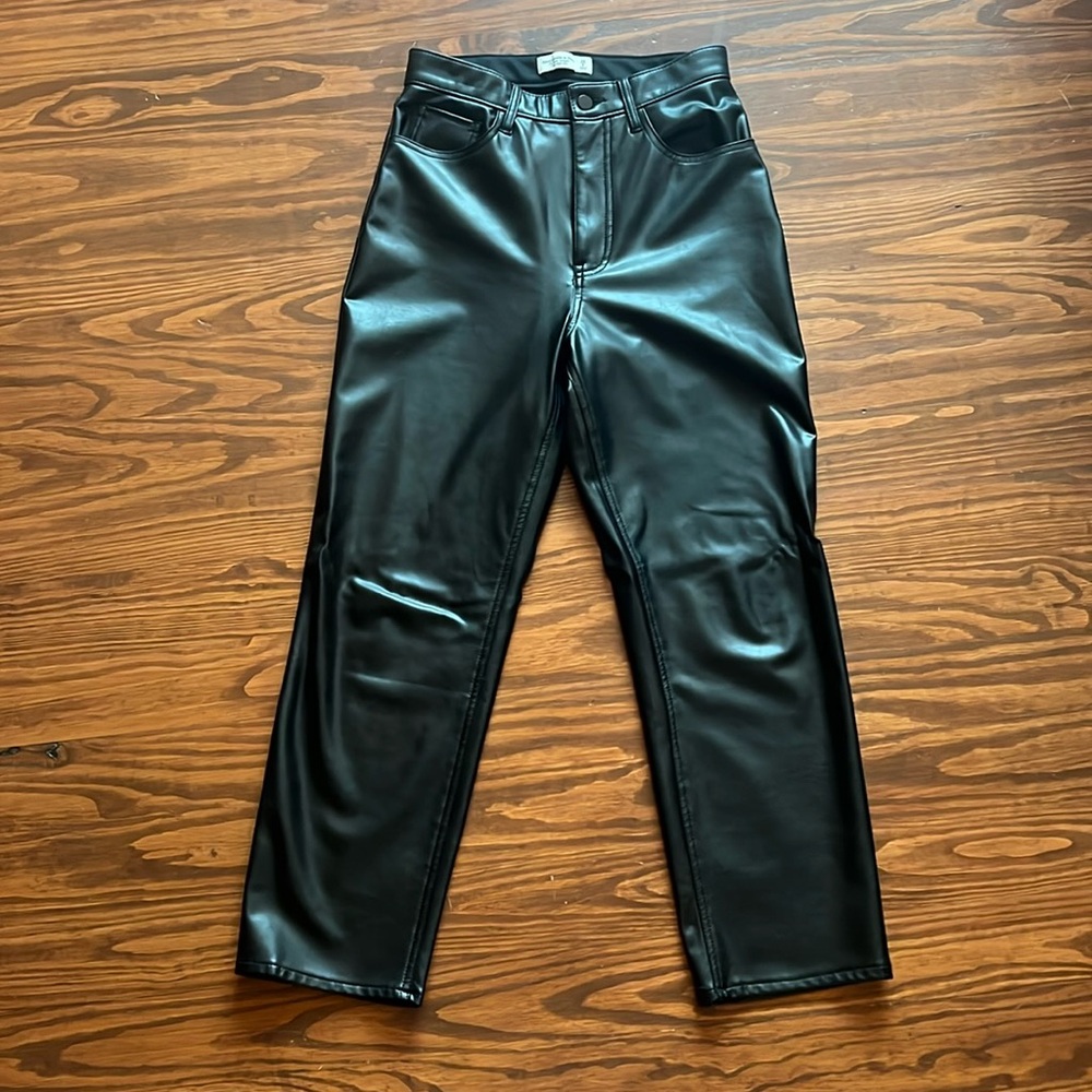 Abercrombie & Fitch Vegan Leather Ankle Straight Pants